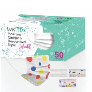 Mascara Cirurgica Tripla Infantil WK Estrelinha Caixa/50