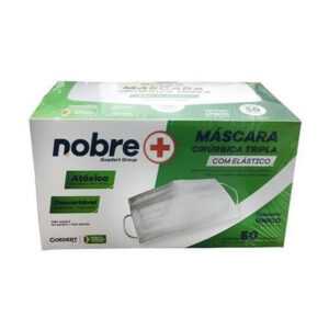 Máscara Cirúrgica Tripla C/Elático Caixa C/50 Unidades - Nobre